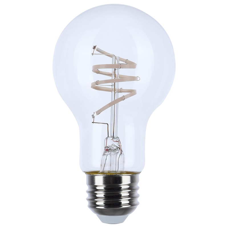 6 Watt LED – Reminiscent – Flex Gray Coil Filament – A19 – Medium Base – 2700K CCT – Clear – 120 Volt Light Bulb by Satco