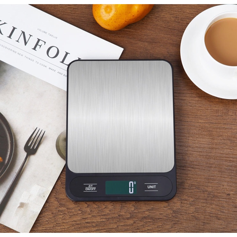 Black Slim Digital Kitchen Scale – High Precision Stainless Steel Food Scale for Baking & Cooking(10kg)