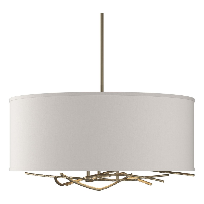 Brindille Drum Shade Pendant Soft Gold Flax Shade (SE)