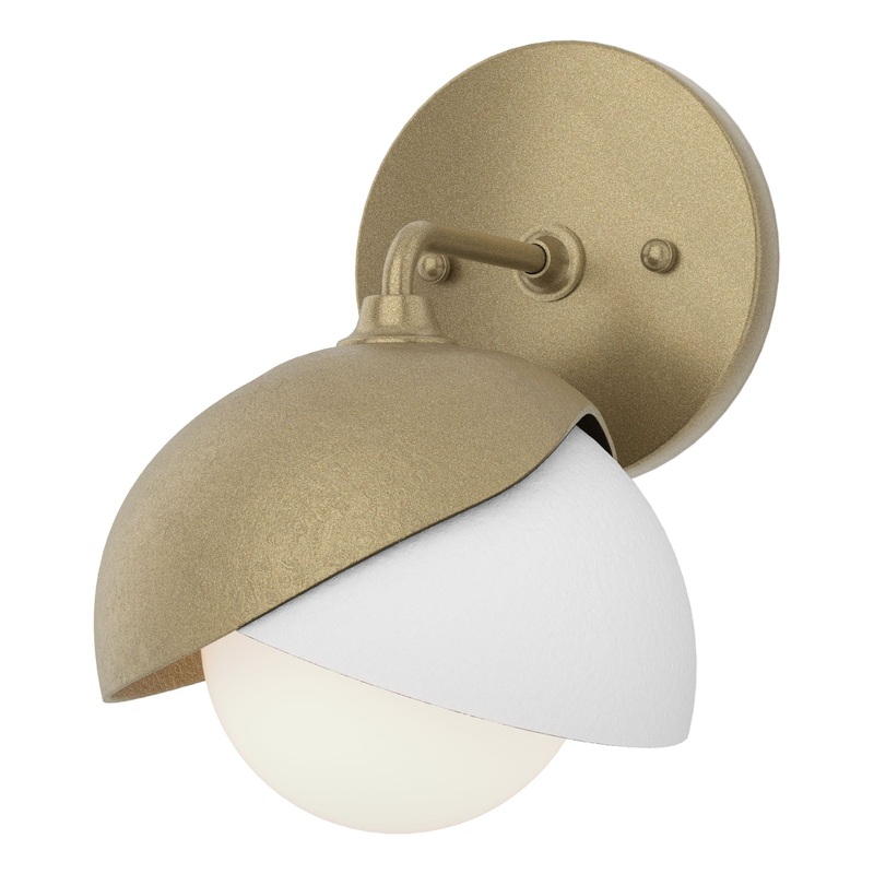 Brooklyn 1-Light Double Shade Bath Sconce Soft Gold White