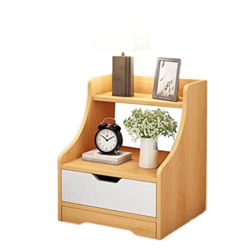 Comodini Decorazione Cassetto Solidi Domestici Assemblaggio del Legno con ripiano Locker Arrotondato Bordo del Piede Solid Camera Soggiorno Corridoio 37X30X43cm MUMUJIN (Color : Pine Color)