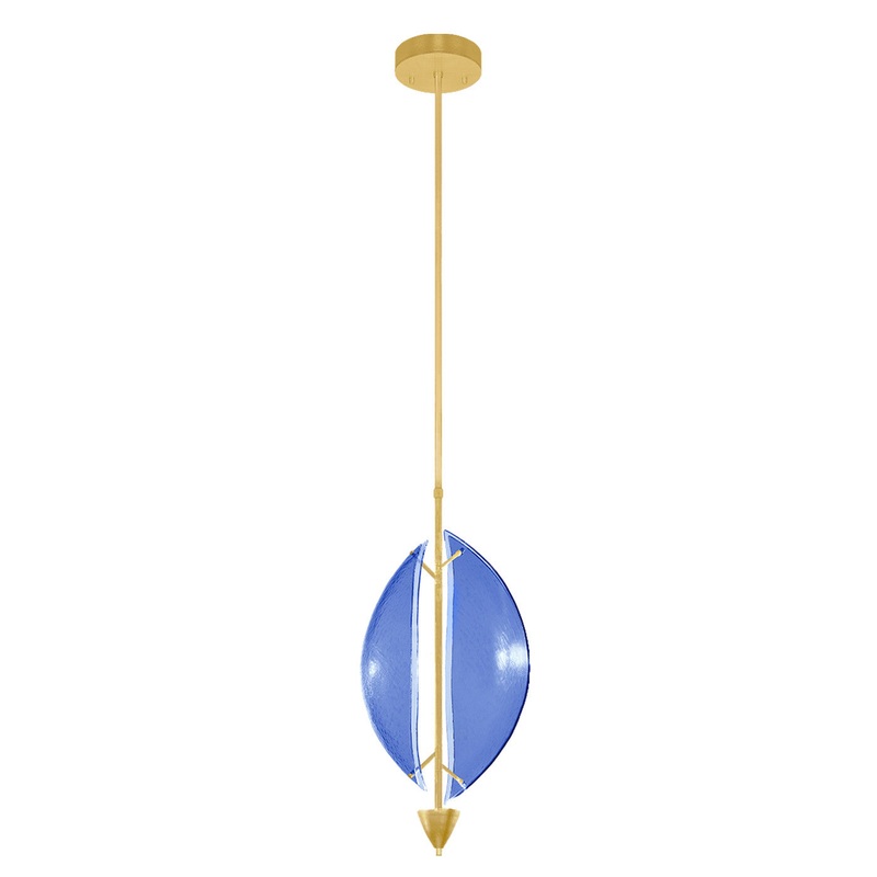 Embark 11″W Round Pendant Gold Leaf/Blue