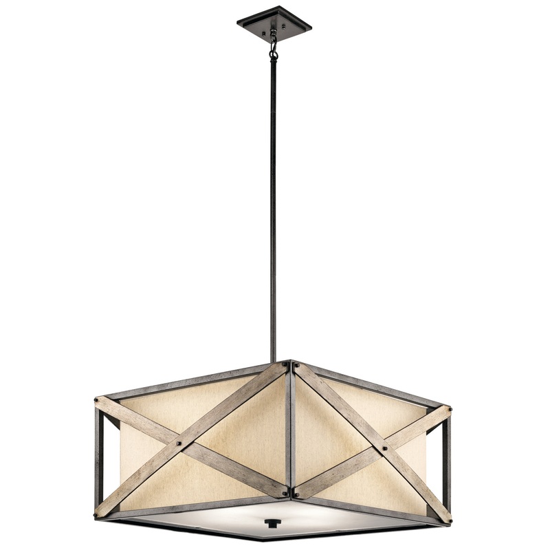 Four Light Pendant/Semi Flush Mount from the Cahoon Collection in Anvil Iron Finish by Kichler