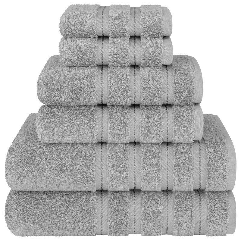 Grey Luxury 6-Piece Combed Cotton Towel Bale Set – Ultra Soft & Absorbent Bath, Hand, Face Towels
