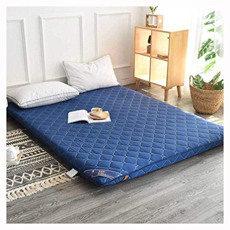 HANHJ Materasso Futon Pieghevole, Materassino Tatami Avvolgibile Morbido E Spesso Giapponese, per Studenti Ragazzi Ragazze Dormitorio/Casa Letto Pavimento,Blue-120200cm