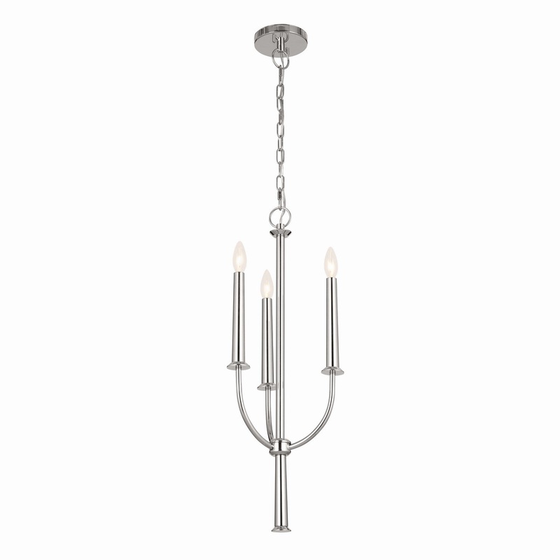 Kichler 52496PN Three Light Mini Chandelier, Polished Nickel