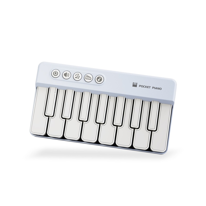 Mini Pocket Piano Electronic Keyboard – 20 Keys, Multiple Modes, LED Lights, Portable Musical Toy(blue)
