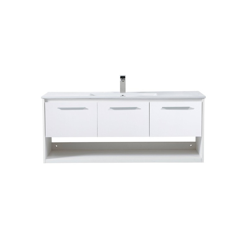 Single Bathroom Floating Vanity from the Kasper Collection in White Finish by Elegant Lighting