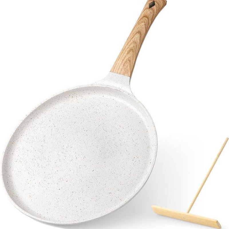 White 28cm Non-Stick Crepe Pan – Versatile Flat Skillet for Pancakes, Omelettes & Tortillas