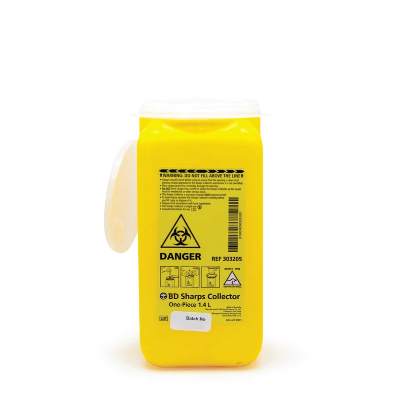 1.4L Sharps Container Needle Biohazard Bin Disposal – Medical Waste Collector