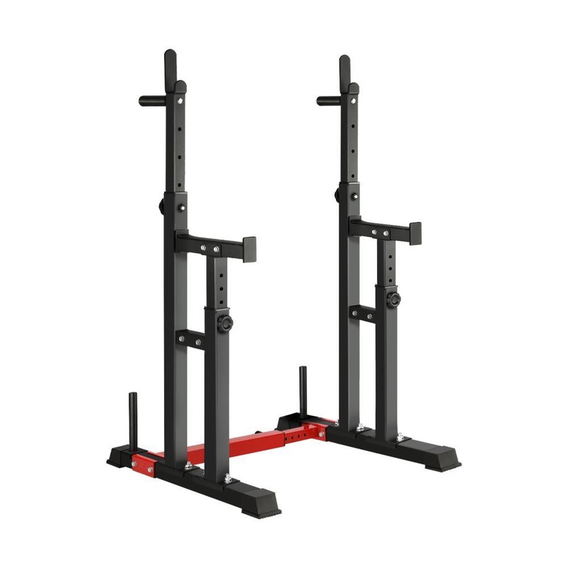 Adjustable Squat Rack Barbell Bar Stand Black