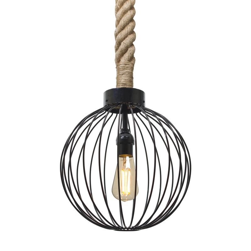 Besa 1JT-SULTANA-G-EDIL-BK Sultana Rope One Light Pendant Black