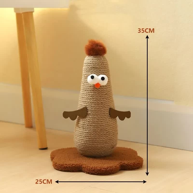 Coffee Adorable Chick Cat Scratching Post – Durable Sisal Rope Scratcher Toy for Cats & Kittens