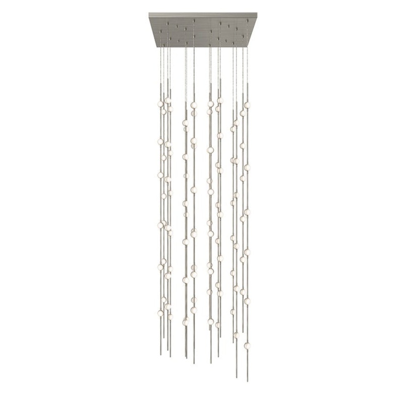 Constellation Andromeda 24″ Square LED Pendant Satin Nickel with White Optical Acrylic 2700K 10′ Adjustable Cord