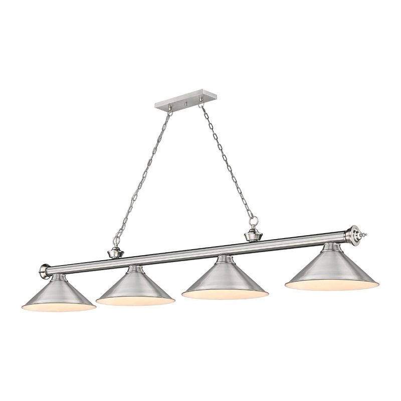 Cordon 4-Light Billiard Brushed Nickel Cone Brushed Nickel Steel