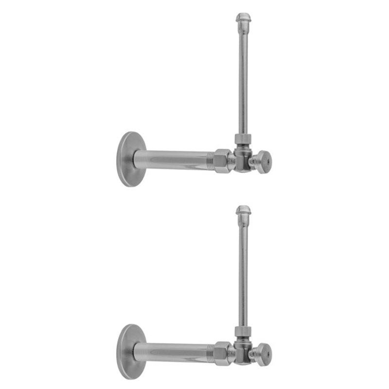 Faucet Supply Kit Quarter Turn Angle Pattern 20 Inch Brass Satin Gold Includes 3/8 Inch IPS x 3/8 Inch O.D. with Oval Handle