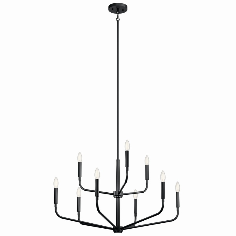 Nine Light Chandelier from the Madden Collection in Black Finish by Kichler