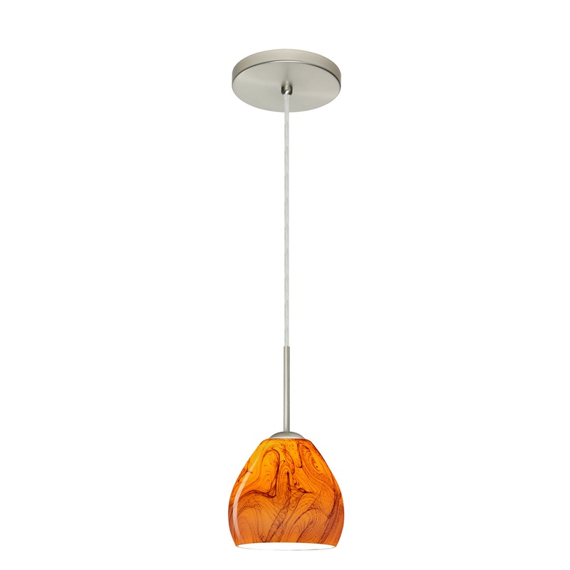 One Light Pendant from the Bolla Collection in Satin Nickel Finish by Besa