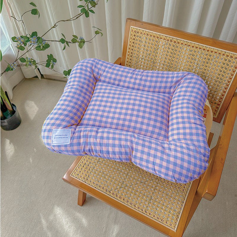 S Yellow-purple All-Season Pet Bed – Soft Washable Dog & Cat Mat with Comfortable Cushion – Warm Winter Padding for Small to Large Pets