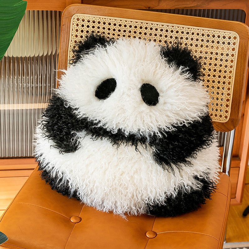 Super Soft Animal Sphere Plush Pillow – 38cm Decorative Throw Cushion for Sofa & Bed(panda)