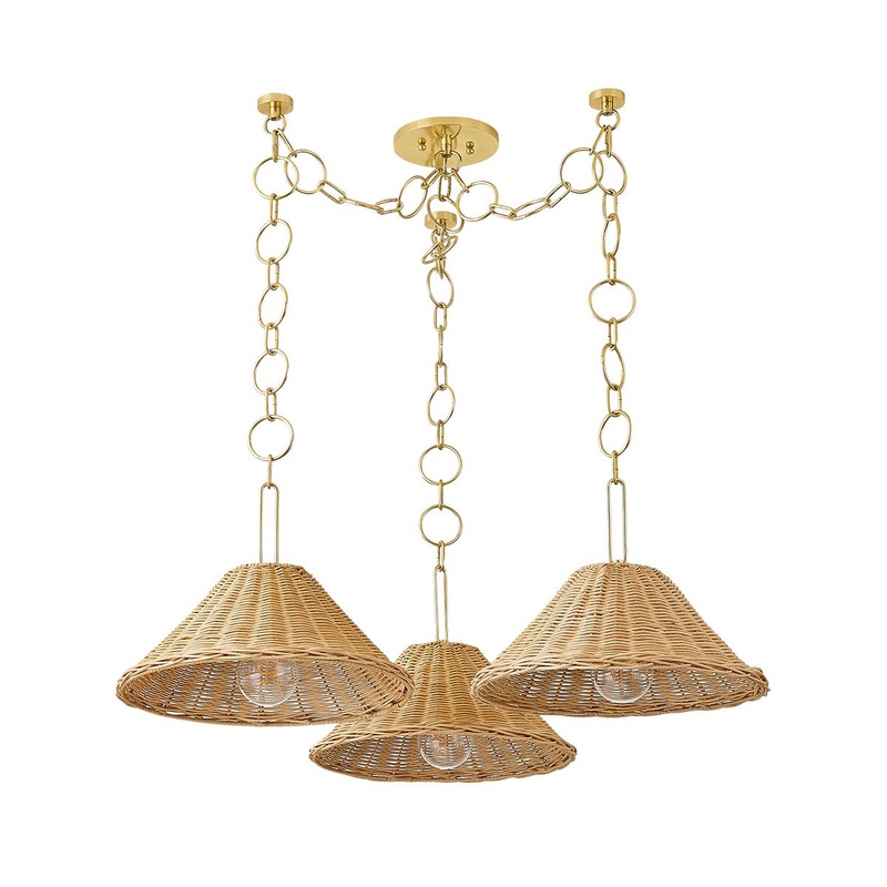 Three Light Chandelier from the Dalia Collection in Aged Brass Finish by Mitzi