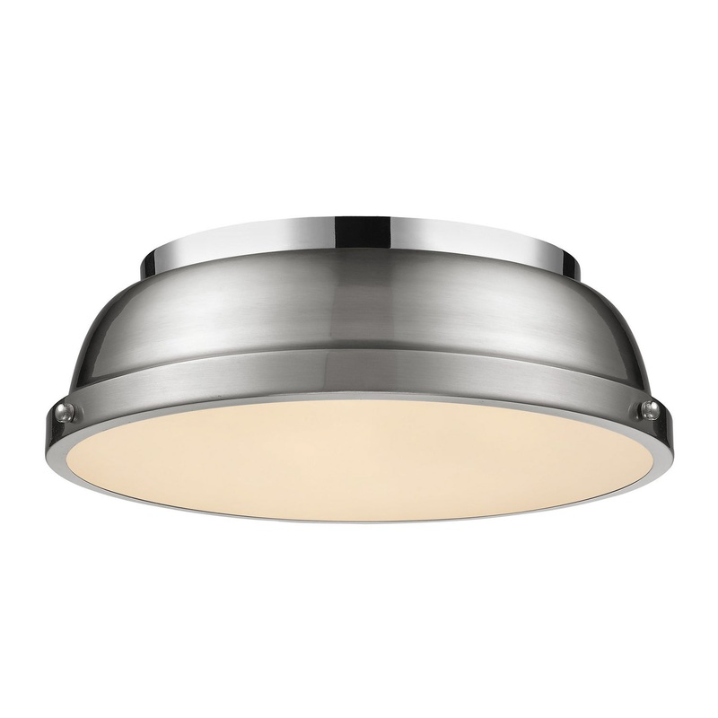 Two Light Flush Mount from the Duncan Collection in Chrome Finish by Golden
