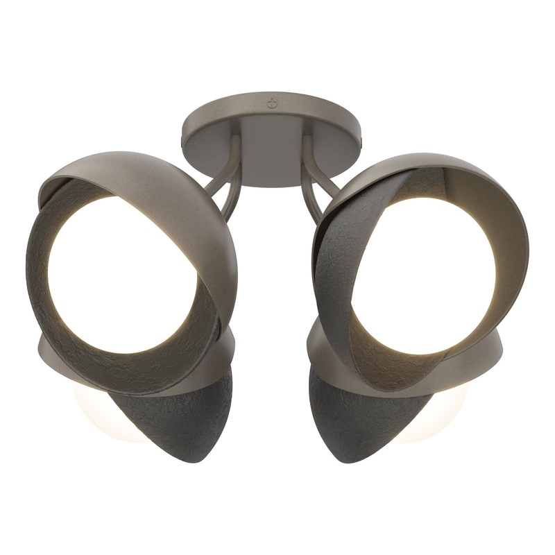 Brooklyn 4-Light Double Shade Semi-Flush Dark Smoke Black