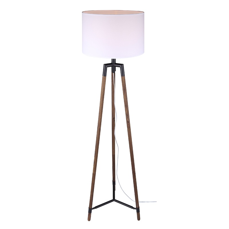 Cameram 1-Light Floor Lamp Matte Black with Faux Woodgrain