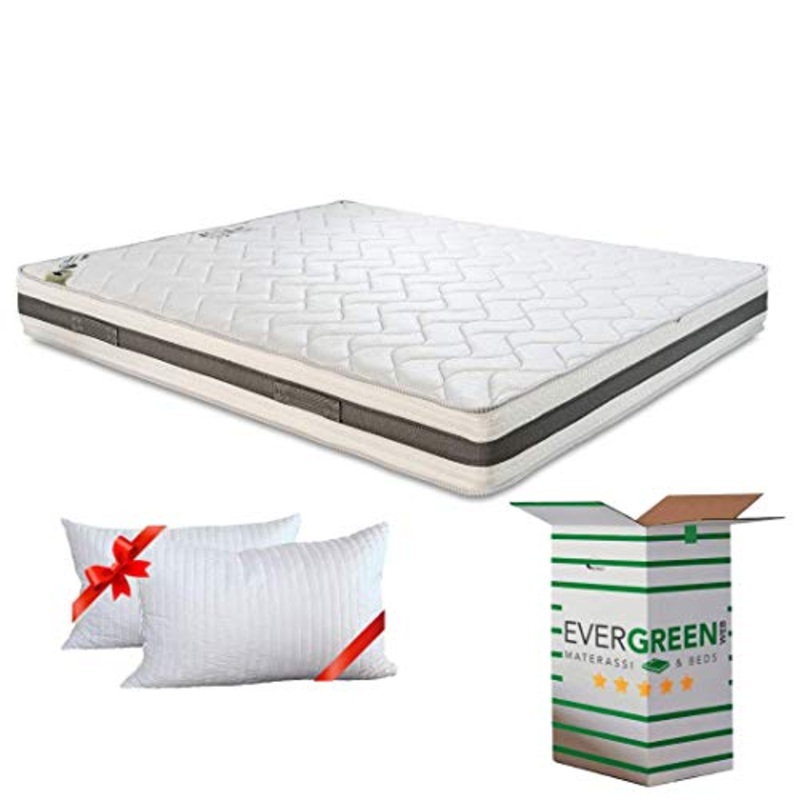 Evergreenweb – Materasso Matrimoniale 160×200 Memory Foam Alto 20 cm + 2 Cuscini Letto Gratis, Ortopedico lastra Effetto Massaggiante, Sfoderabile e Lavabile, Ideale per Tutte Le Reti o Letti Offerta