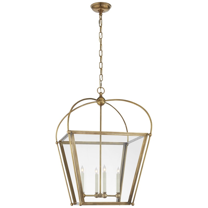 Four Light Lantern from the Riverside Collection in Antique-Burnished Brass Finish by Visual Comfort Signature