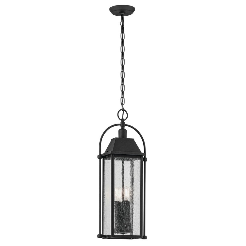 Kichler 49718BKT Four Light Outdoor Pendant, Textured Black