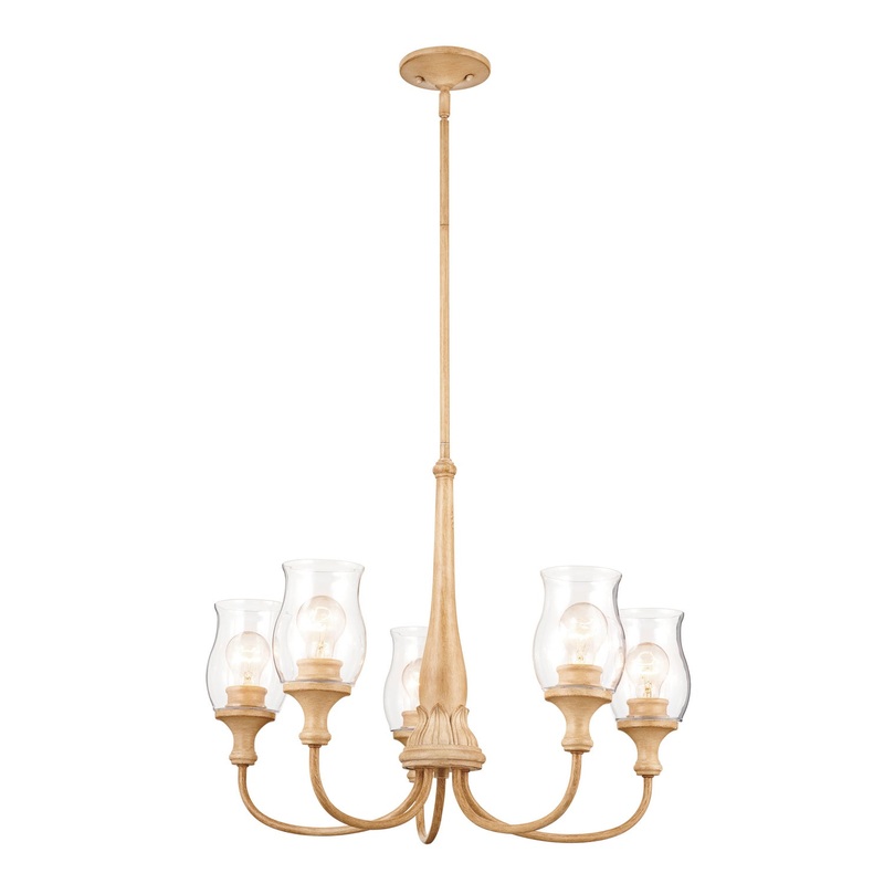 Kichler 52468WMP Five Light Chandelier, Warm Maple Wood
