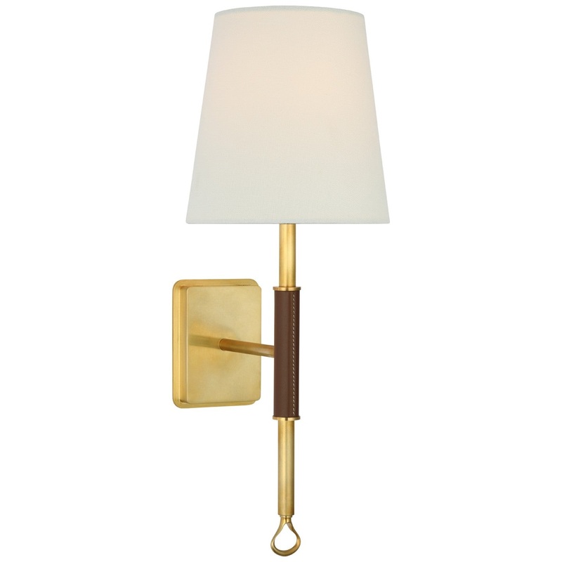 LED Wall Sconce from the Griffin Collection in Hand-Rubbed Antique Brass And Saddle Leather Finish by Visual Comfort Signature