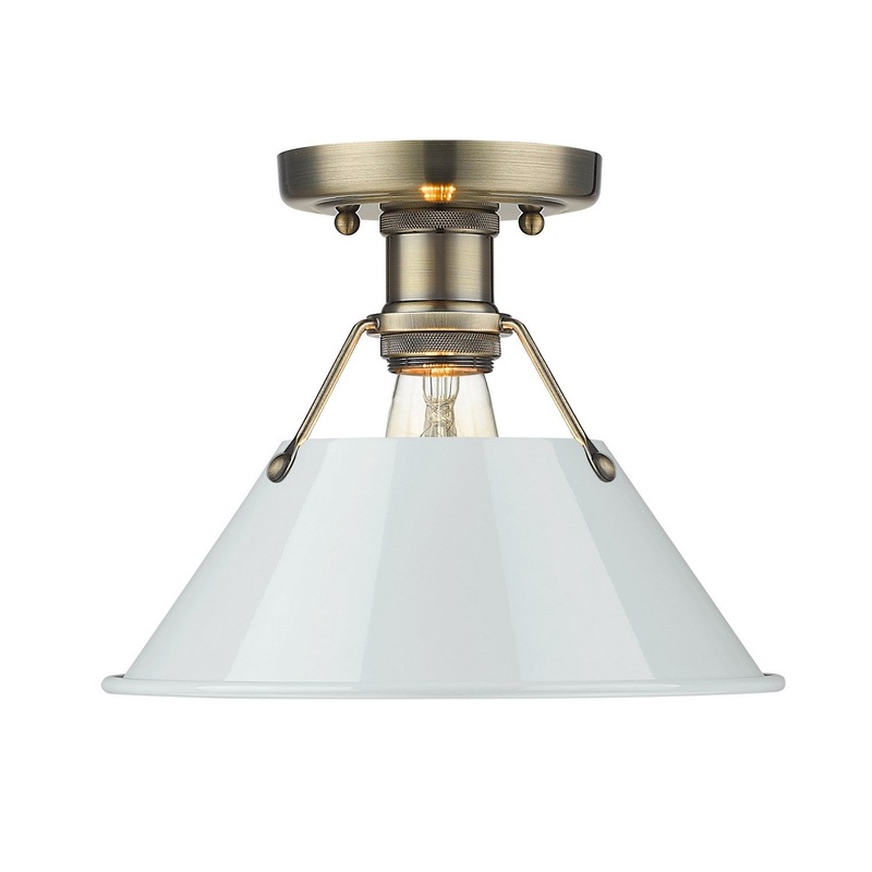 One Light Flush Mount from the Orwell Collection in Aged Brass Finish by Golden
