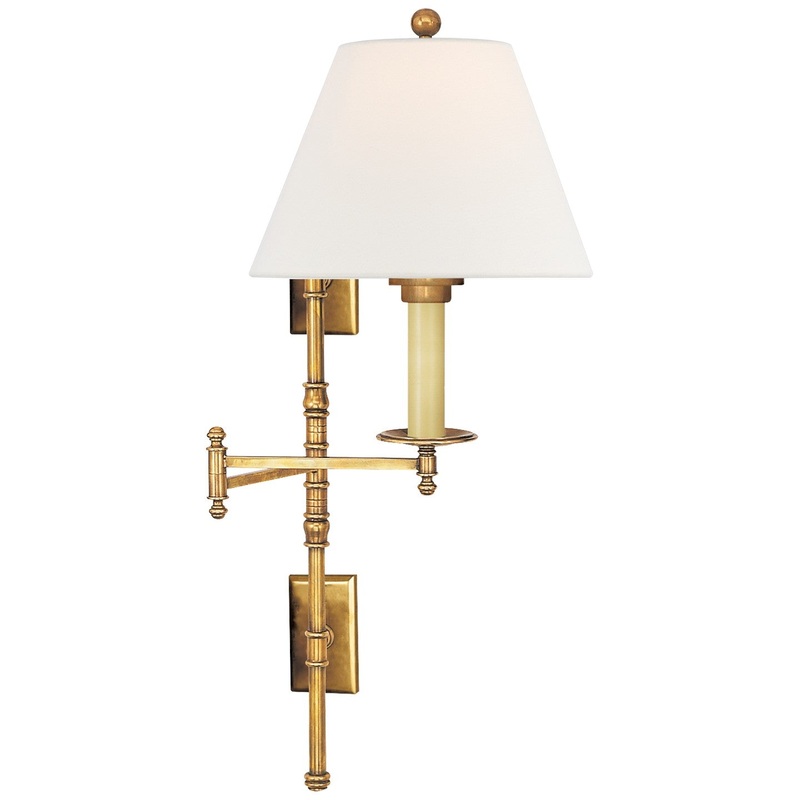 One Light Swing Arm Wall Sconce from the Dorchester3 Collection in Antique-Burnished Brass Finish by Visual Comfort Signature