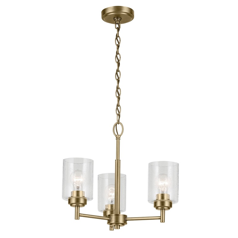 Three Light Mini Chandelier from the Winslow Collection in Natural Brass Finish by Kichler