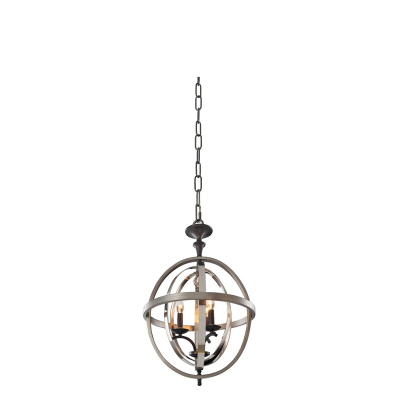 Three Light Pendant from the Rothwell Collection in Polished Satin Nickel Finish by Kalco