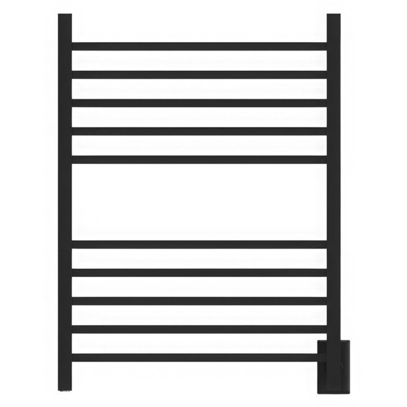 Towel Warmer Radiant 10 Bar Large Square Hardwire/Plug-In 512 BTU 24 x 32 Inch Matte Black 304 Stainless Steel