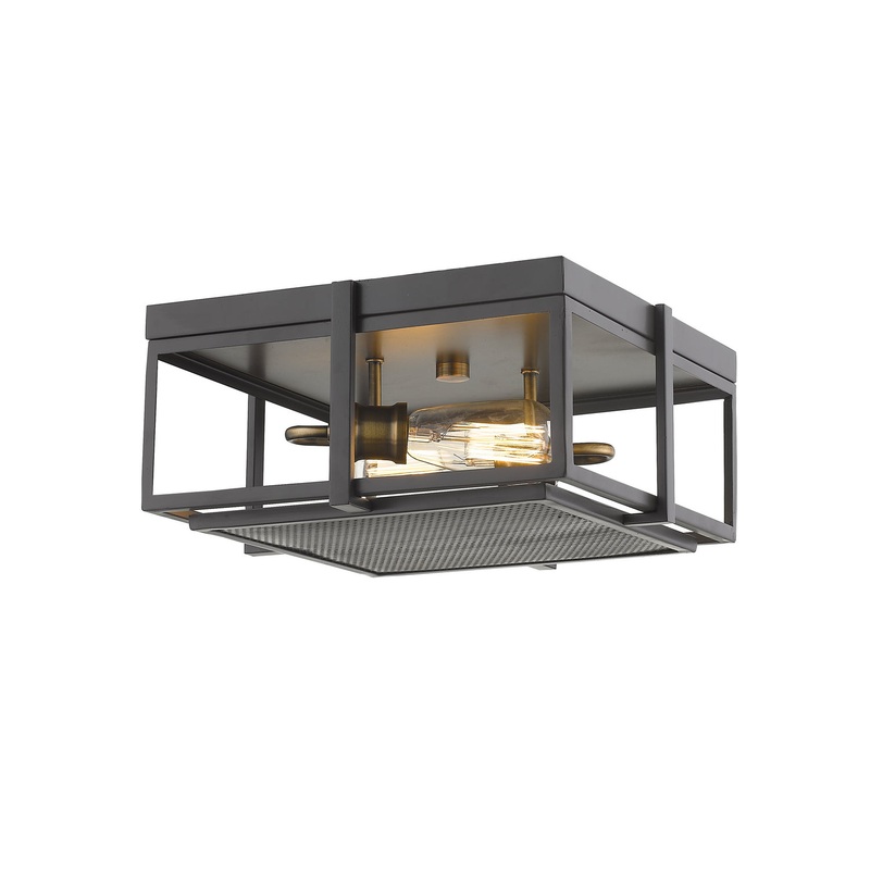 Two Light Flush Mount from the Halcyon Collection in Bronze / Heritage Brass Finish by Z-Lite