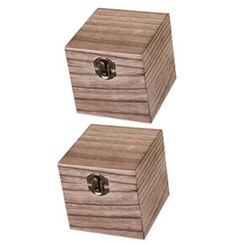 Wakauto 2 Pezzi Mini Scatola di Gioielli in Legno Scatola di Immagazzinaggio in Legno Vintage per Confezione Regalo Scatola Regalo di Nozze Vintage (Colore Scuro)