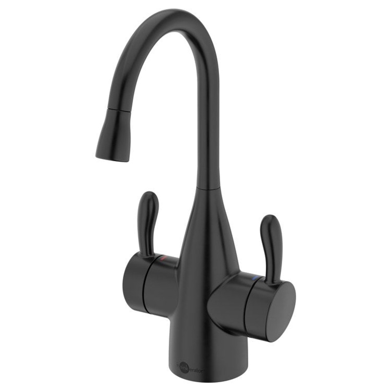 Water Dispenser Showroom Transitional 1010 Instant 2 Lever ADA Gooseneck Swivel 360 DEG Matte Black