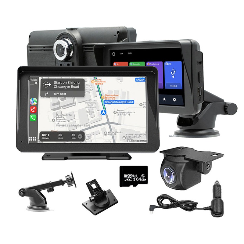 7″ IPS HD Touch Screen Apple Android Carplay with Dual Dashcam 64G Card