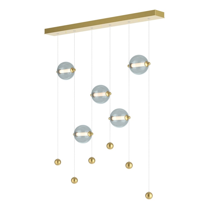 Abacus 5-Light LED Pendant Modern Brass Cool Grey Glass (YL)