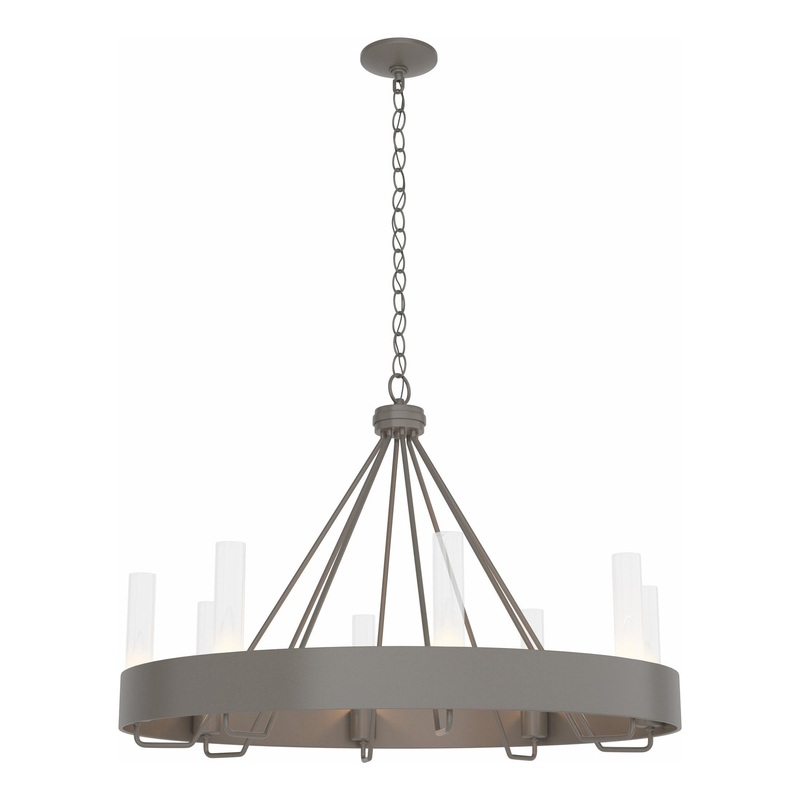 Banded Ring Chandelier Dark Smoke Clear Glass