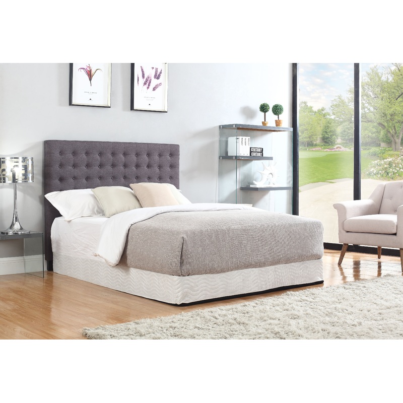 Bed Head Queen Charcoal Headboard Upholstery Fabric Tufted Buttons