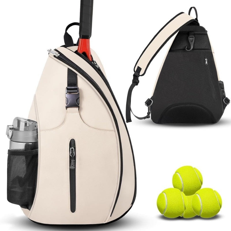 Beige Badminton Tennis Backpack – Multi-Racket Sports Bag with Shoulder Strap (Fits 2 Midsize Rackets)