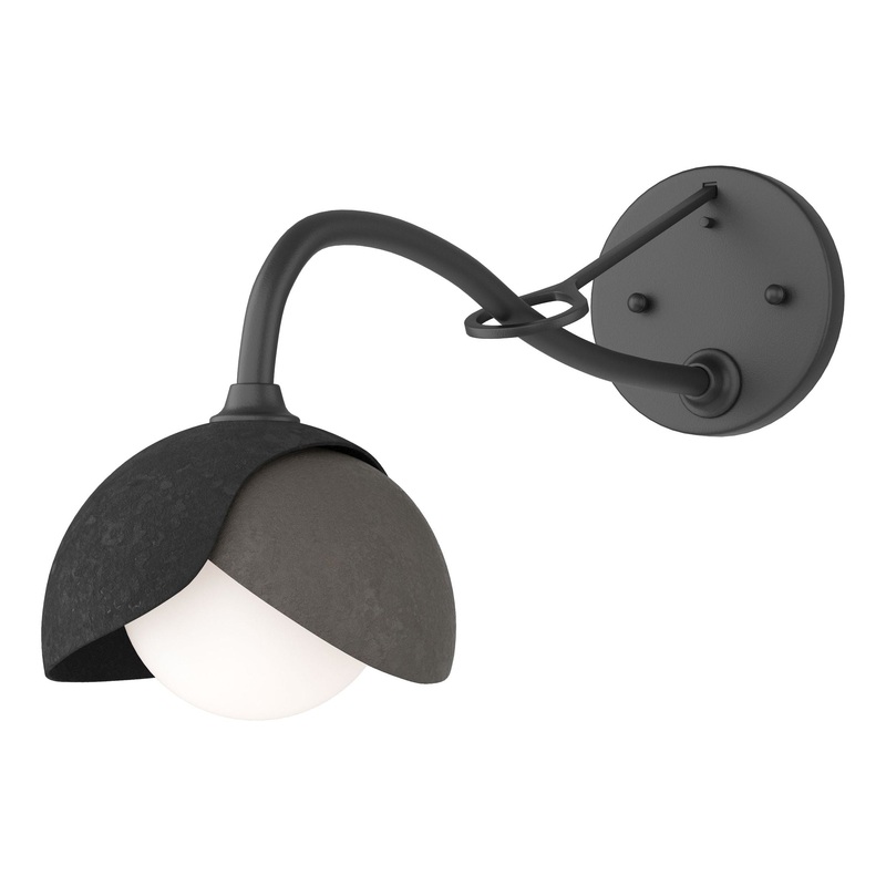 Brooklyn 1-Light Double Shade Long-Arm Sconce Black Dark Smoke