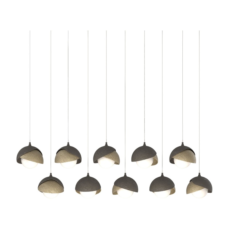 Brooklyn 10-Light Double Shade Pendant Dark Smoke Soft Gold