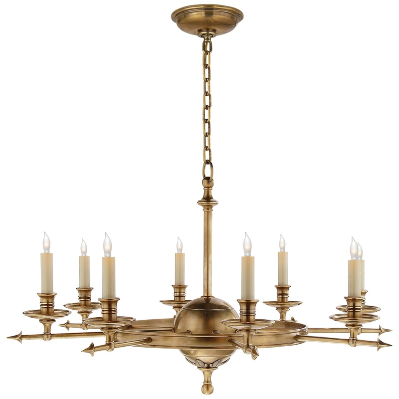Eight Light Chandelier from the Leaf And Arrow Collection in Antique-Burnished Brass Finish by Visual Comfort Signature