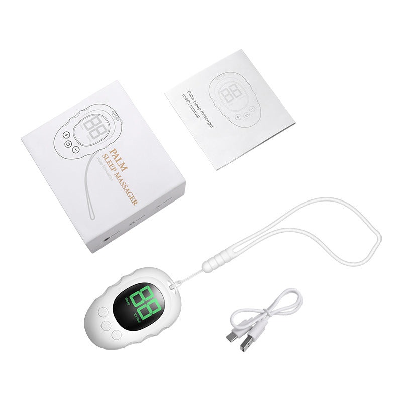 Handheld Microcurrent Sleep Aid Device – USB Rechargeable Pulse Massager for Relaxation & Deep Sleep(White)